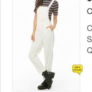 White corduroy overalls